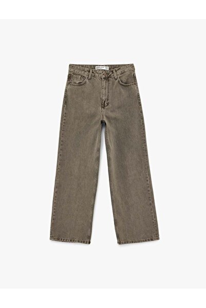 Koton Άνετο τζιν παντελόνι με κουμπιά και τσέπες, που πλένεται στο πλυντήριο ...