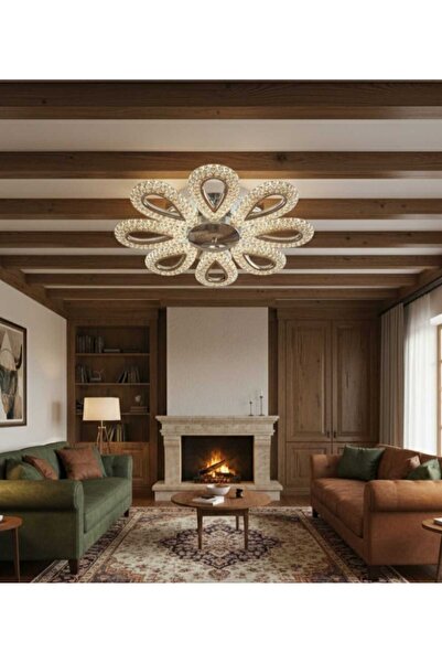 Marsel Lighting yagmur 8li kromKUMANDALI avize 3 renk led secenekli salon otu...