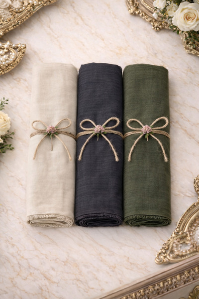 EFFRENATU Set of 3 Soft Cotton Shawls – Solid Color, Lightweight and for Dail...