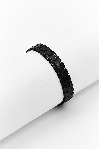 Steeltime Men Stainless Steel Link Bracelet, Black