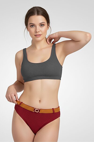 O'Neill Women Textured Sassy Cruz Belted Bikini Bottom, Maroon