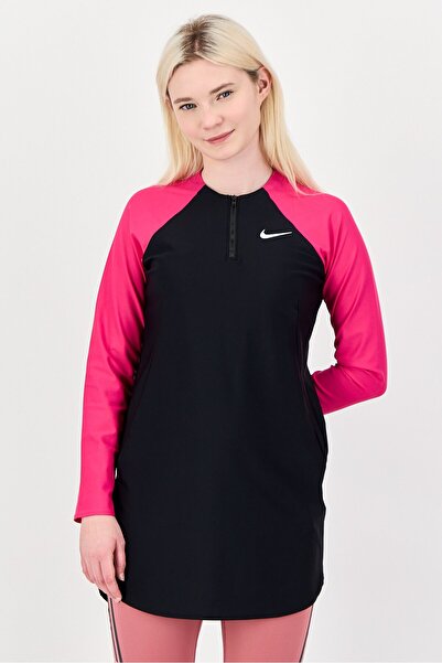 Nike Women Brand Logo Long Sleeve Swim Tunic Top, Black