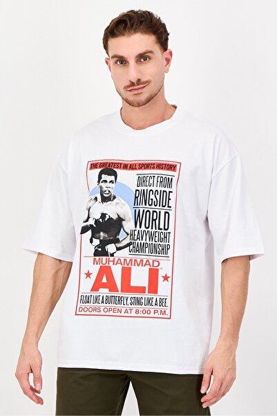 ALI Men Crew Neck Short Sleeve Graphic Print T-Shirts, White