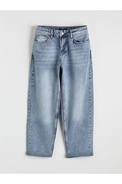LC Waikiki Indigo High Waist Barrel Fit Women's Jean Trousers