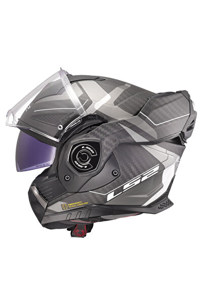 LS2 Advant X Karbon Horizon Çenesi Arka Açılan Kask (Mat Gümüş-Gri)