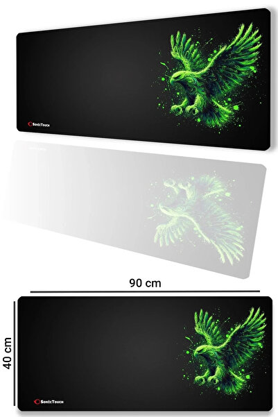 SonicTouch Neon Green Eagle Black Seamless Xxl Gamer Tastatură pentru desktop...