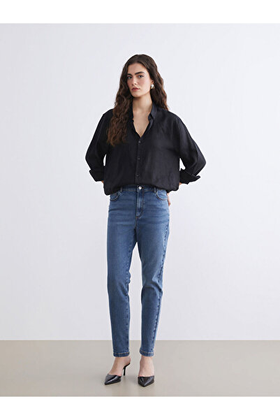 LC Waikiki Rmz Gi̇yi̇m Farkiyla Waist Drawstring Slim Mom Women's Jean Pants