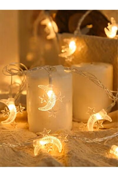 CN 3-meter warm white LED string lights with star and crescent design | For R...