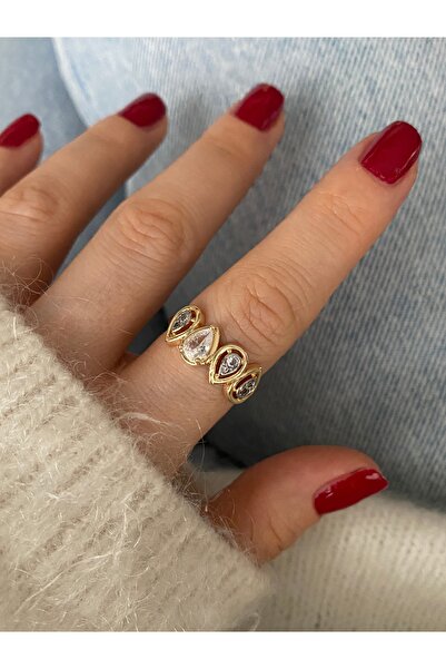 Pinery Jewels Limited Edition - Women's Ring with Drop Stones and Bottom Adju...