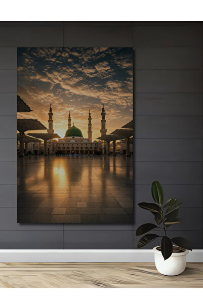 Teona Ahşap Mekke Medine Peygamber Camii Yağlı Boya Görünümlü Ahşap Dekoratif...
