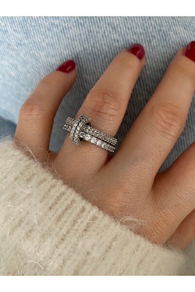 Pinery Jewels إصدار محدود - خاتم نسائي قابل للتعديل من الجانبين مرصع بحجر الز...