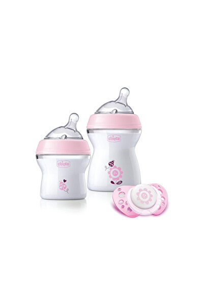Chicco مجموعة هدايا تغذية الأطفال من ناتشورال فيلينج للبنات، زجاجات سيليكون و...