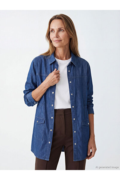 LC Waikiki Sparkling Choices Shirt Roba Collar Women's Jean Tunic from Shinin...