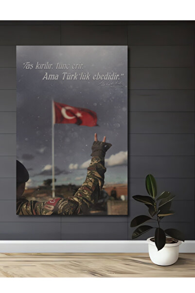 Teona Ahşap Atatürk Sözü Türk Bayrağı Asker Temalı Yağlı Boya Görünümlü Ahşap...