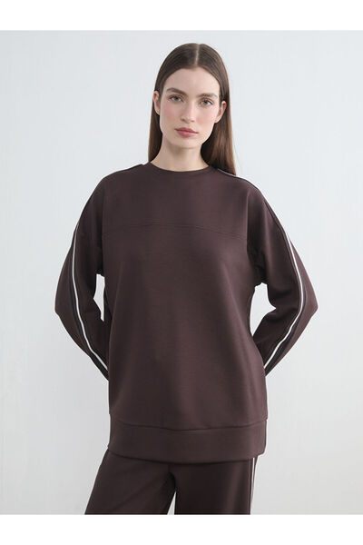 LC Waikiki LCW Modest Brown Crew Deck Oversize Hanorac Tunica pentru femei