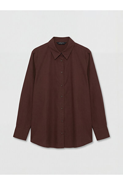 LC Waikiki Cămașă de damă din poplin oversize, roșu claret