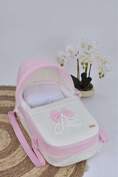 WASL ALKHAIR سرير أطفال متنقل بمقعد مبطن سميك ومواد عالية الجودة لون أبيض