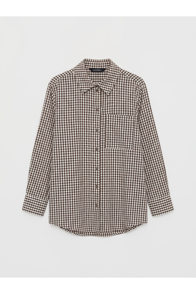 LC Waikiki Mg Trenden Brown Plaid Women's Shirt Tunic