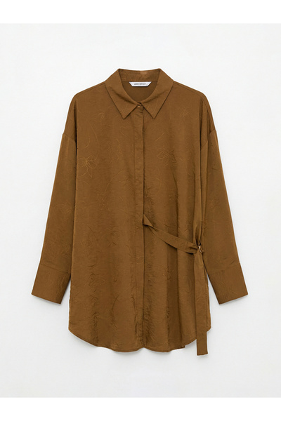 LC Waikiki Mg trenden green floral belted women's shirt tunic