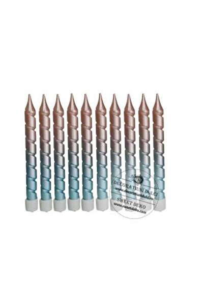 Decoratiuni Dulci Lumanari roz/bleu 8cm inaltime (10buc) cu decupaj spiralat