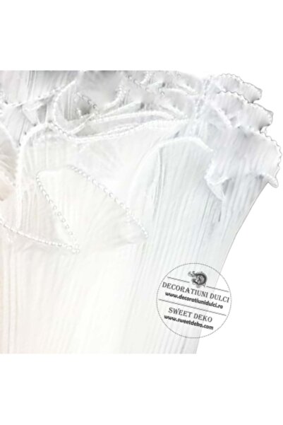 Decoratiuni Dulci Organza plisata cu perlute pe margine