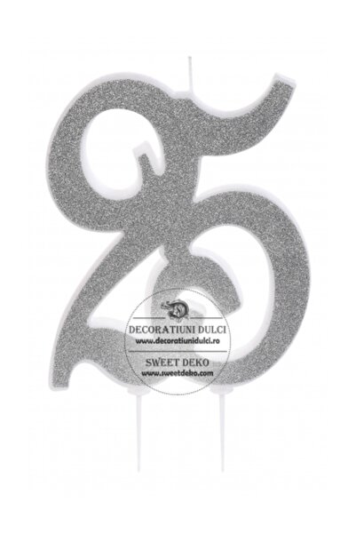 Decoratiuni Dulci Candle 25 silver glitter
