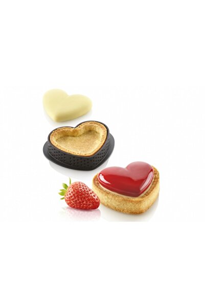 Decoratiuni Dulci Heart monoports, tarte ring amore kit 80 x 70mm, Silikomart