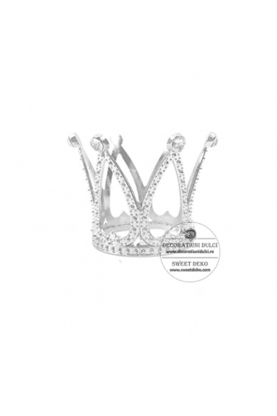 Decoratiuni Dulci Coronita argintie Mini Cake Topper