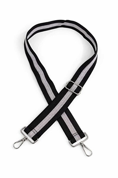 Anatolia مقبض حقيبة أسود-كريمي قابل للتعديل بمشبك نيكل، ملحق حقيبة، حزام حقيب...