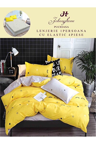 trendyhome 4-Piece Single Bed Linen, with Elastic, Fine Cotton, Modern Print