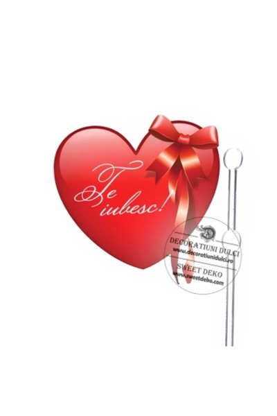 Decoratiuni Dulci Топер за торта в картонена кутия inimioara Te iubesc