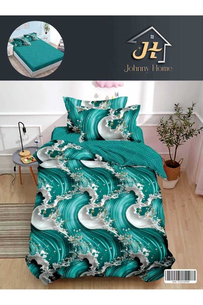 trendyhome 4-Piece Single Bed Linen, with Elastic, Fine Cotton, Modern Print