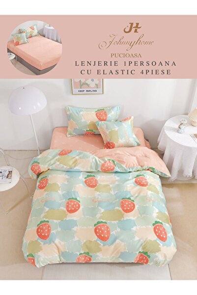 trendyhome 4-Piece Single Bed Linen, with Elastic, Fine Cotton, Modern Print