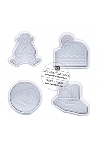 Decoratiuni Dulci Комплект 4 decupatoare tematica nunta