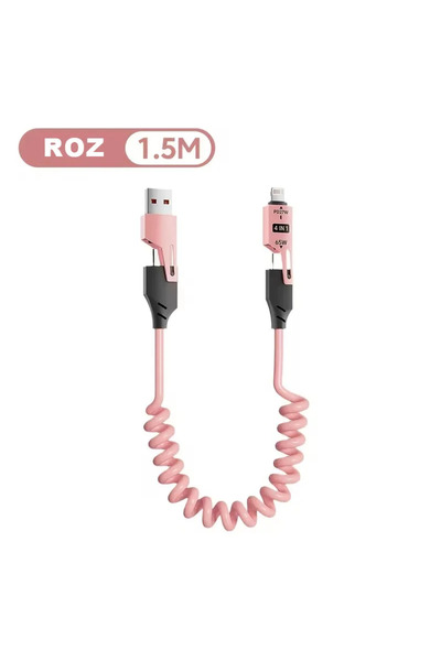 ABYZ 4 in 1 Data Cable with Fast Charging - USB, Lightning and Type-C Flexibl...