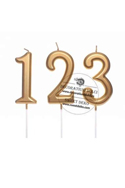 Decoratiuni Dulci Lumanari cifre metalizate, aurii - Cifra 9