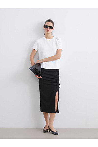 LC Waikiki Rmz Gi̇yi̇m Farkiyla Drawstring Waist Gathered Skirt