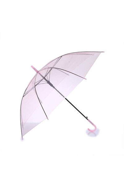 Saatistan İşlevsel ve şık şeffaf pembe şemsiye, stilinizi tamamlar