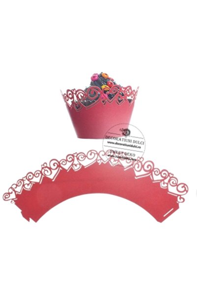 Decoratiuni Dulci Invelitori dantelate rosii pentru briose