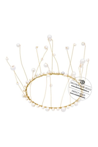 Decoratiuni Dulci Coronita tort cu perlute albe | Topper decorativ