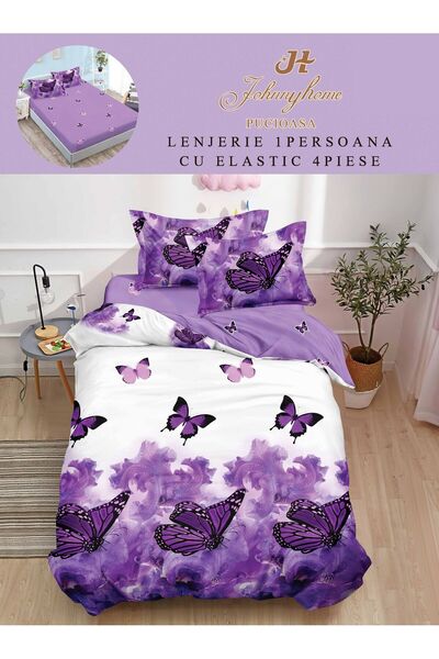 trendyhome 4-Piece Single Bed Linen, with Elastic, Fine Cotton, Modern Print