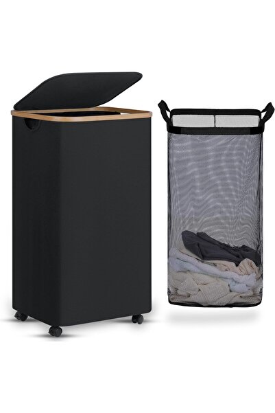 Generic 100L Laundry Basket with Wheels, Rolling Laundry Hamper with Lid and ...
