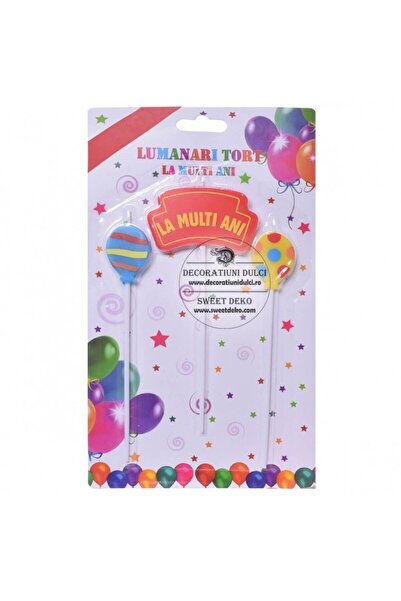 Decoratiuni Dulci Set lumanari, baloane si eticheta