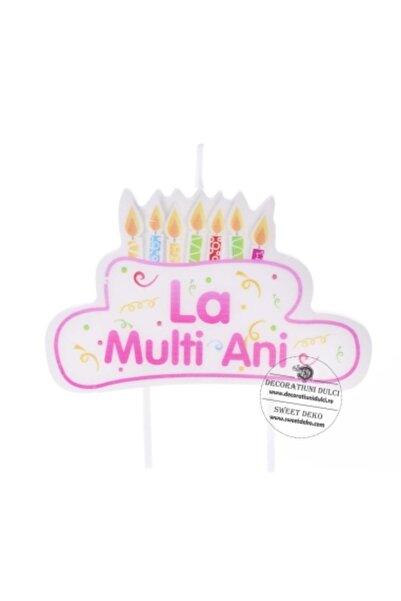 Decoratiuni Dulci Cake candle with pink message, Happy Birthday