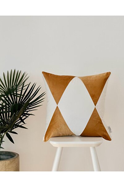 Hestia Home Husă de pernă din catifea cu model geometric mozaic