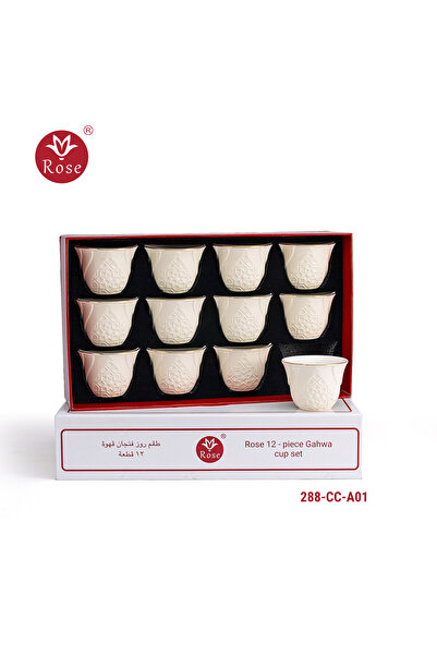 Rose CR-288-12-piece porcelain Arabic coffee cup set with Islamic pattern