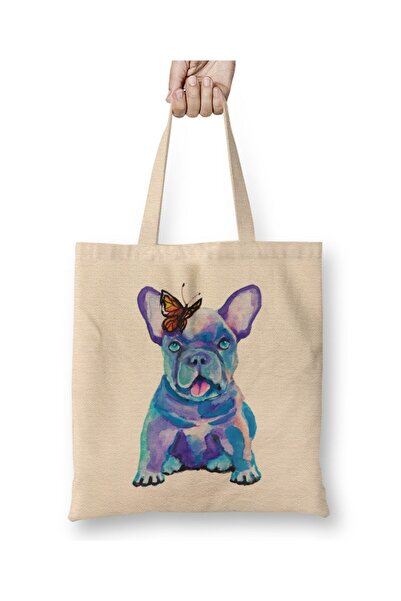 Toyaso French Bulldog Puppy with a Butterfly Dog Butterfly Tote Bag Shopping ...