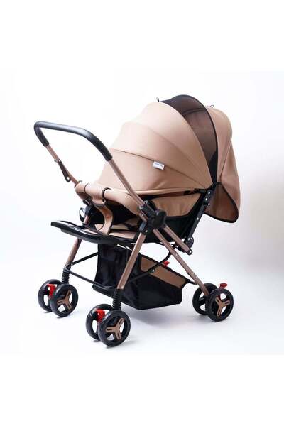 Genaric عربة أطفال متينة مزودة بسلة كبيرة وحامل أكواب - لون كاكي