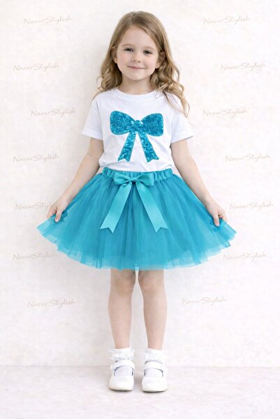 Nacar 23 Nisan 29 Ekim Gösteri Alt-Üst Takım Fiyonk Tshirt&Tütü Etek - 23 Nis...