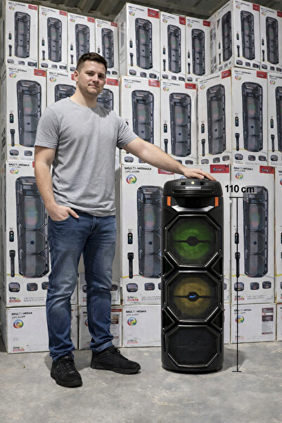 ZQS Boxa portabila 500W pentru petreceri cu 3 difuzoare, lumini LED si microf...